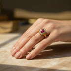 Bague Marguerite Or jaune - Diamants et Rubis