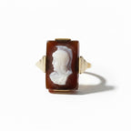 Bague Vintage - Or Jaune et Blanc - Camée Agate