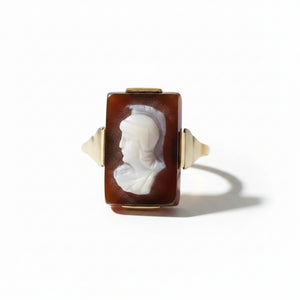 Bague Vintage - Or Jaune et Blanc - Camée Agate