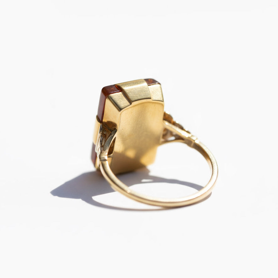 Bague Vintage - Or Jaune et Blanc - Camée Agate