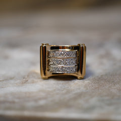 Bague Tank - Or Rosé et Diamants - Année 40