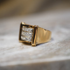 Bague Tank - Or Rosé et Diamants - Année 40