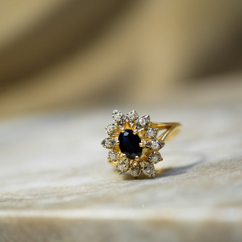 Bague Marguerite - Or Jaune - Saphir et Diamants
