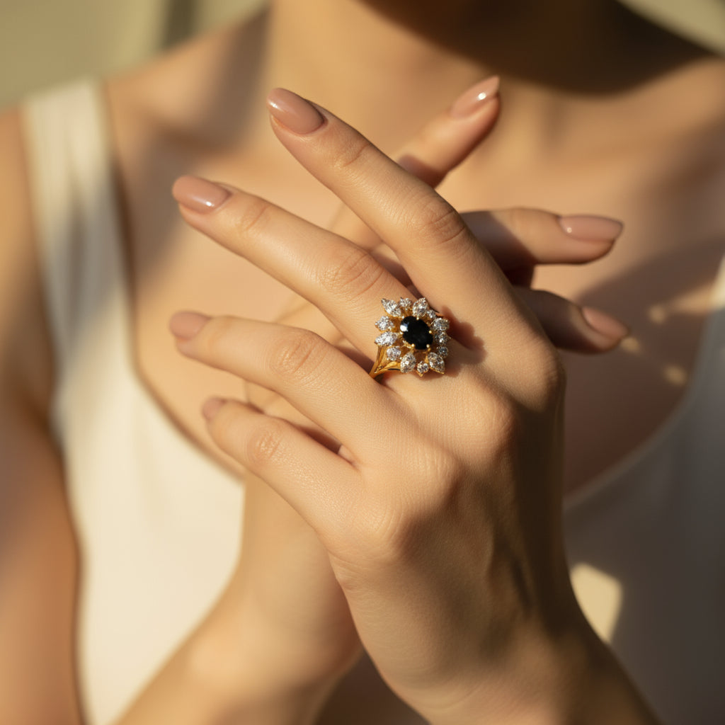 Bague Marguerite - Or Jaune - Saphir et Diamants