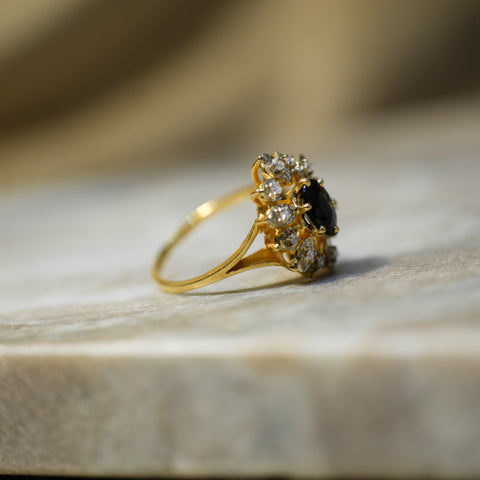 Bague Marguerite - Or Jaune - Saphir et Diamants