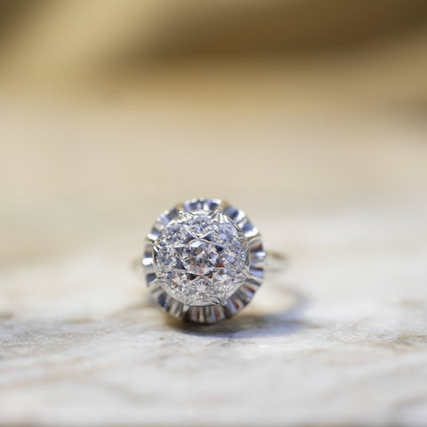 Bague Vintage  Or Blanc et Diamants - Année 60