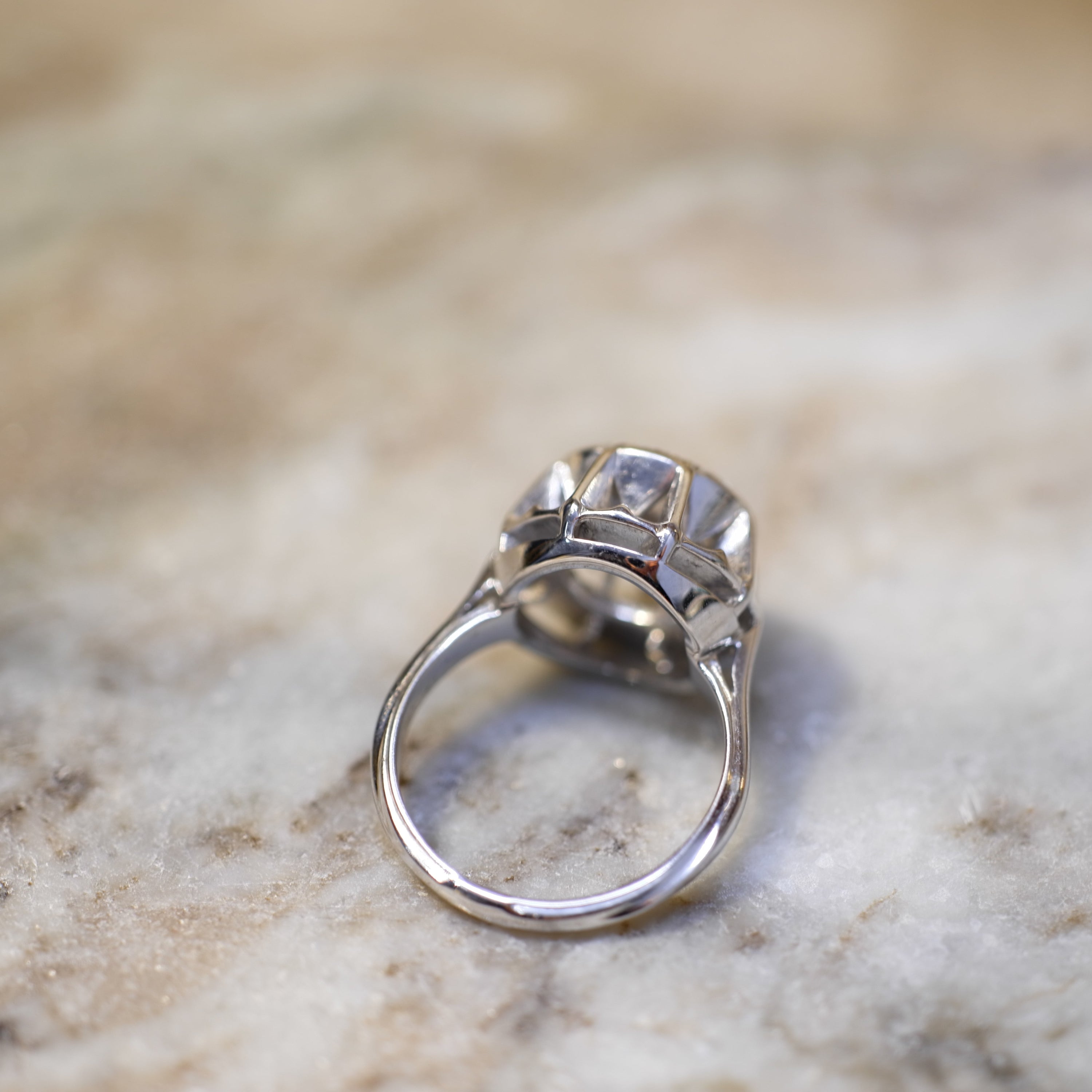 Bague Vintage  Or Blanc et Diamants - Année 60