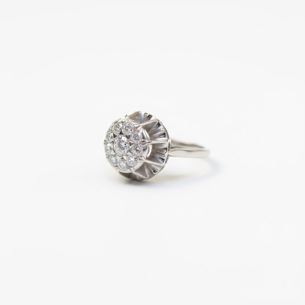 Bague Vintage  Or Blanc et Diamants - Année 60