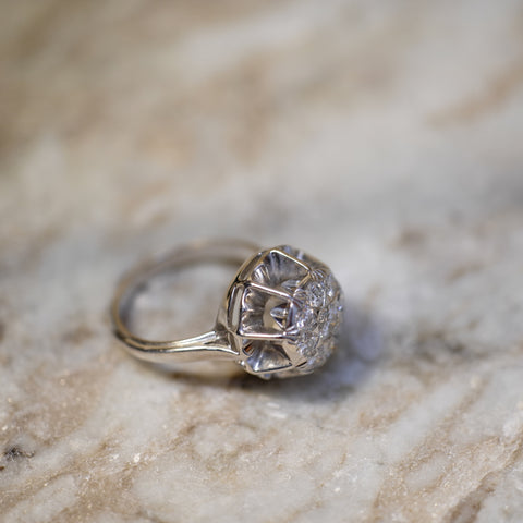 Bague Vintage  Or Blanc et Diamants - Année 60