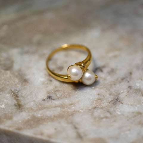 Bague Toi et Moi - Or jaune - Perles de Culture