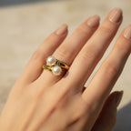 Bague Toi et Moi - Or jaune - Perles de Culture