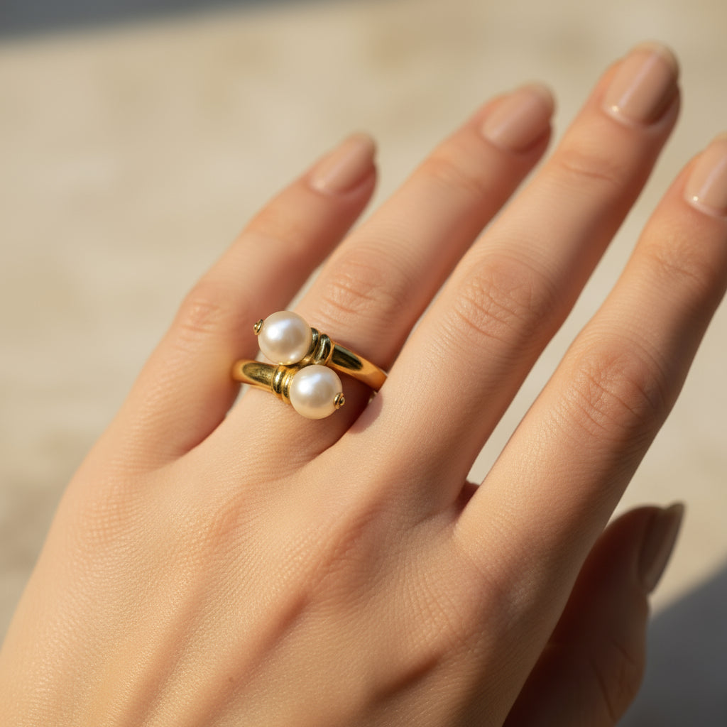 Bague Toi et Moi - Or jaune - Perles de Culture