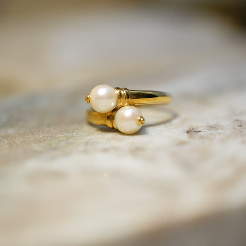 Bague Toi et Moi - Or jaune - Perles de Culture