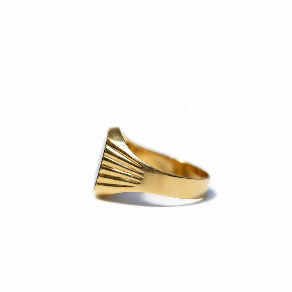 Bague Chevalière - Or Jaune et Onyx