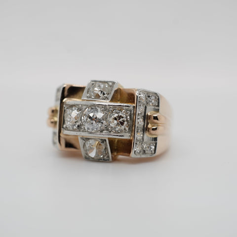 Bague Tank - Or jaune et Platine - Diamants 2 carats