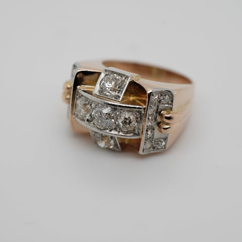 Bague Tank - Or jaune et Platine - Diamants 2 carats