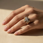 Tank Ring - Yellow Gold and Platinum - 2 Carat Diamonds