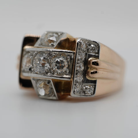 Bague Tank - Or jaune et Platine - Diamants 2 carats