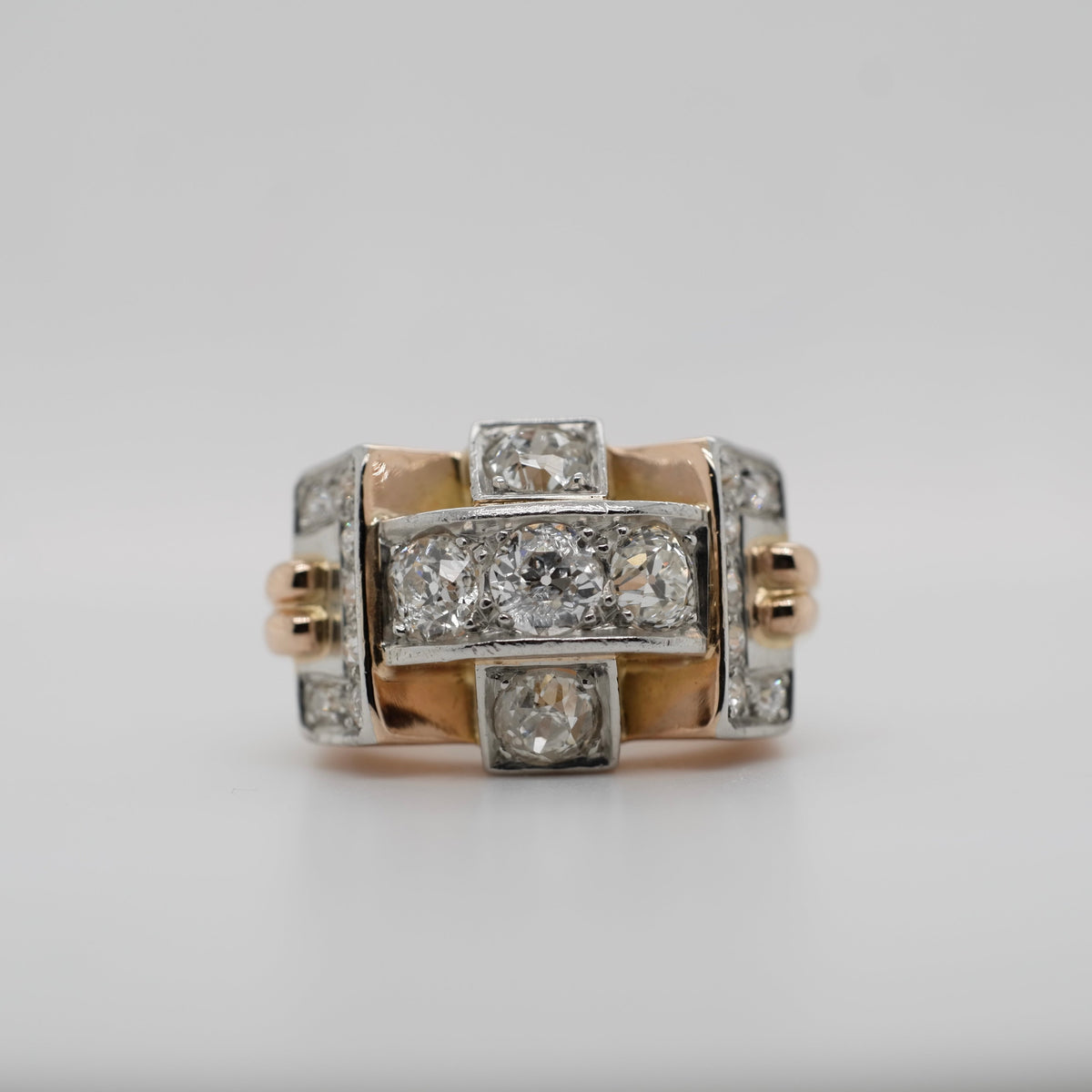 Bague Tank - Or jaune et Platine - Diamants 2 carats