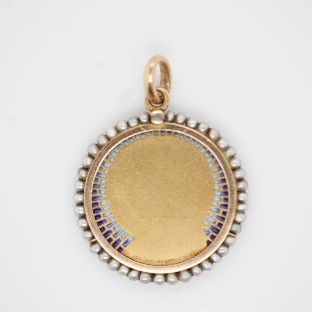 Médaille Ancienne - Or jaune - Vierge Marie - Nacre