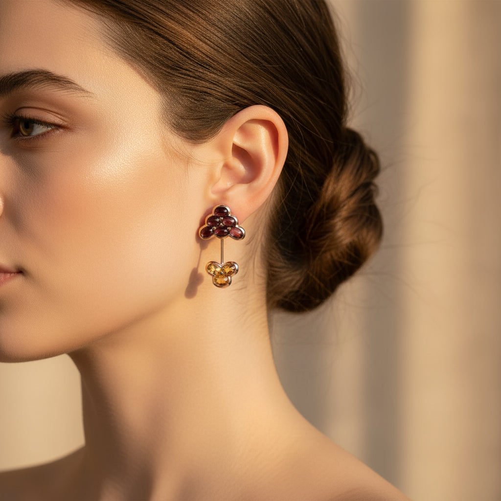 Mauboussin - Boucles d’Oreilles Grappe - Or Jaune - Tourmaline et Citrine