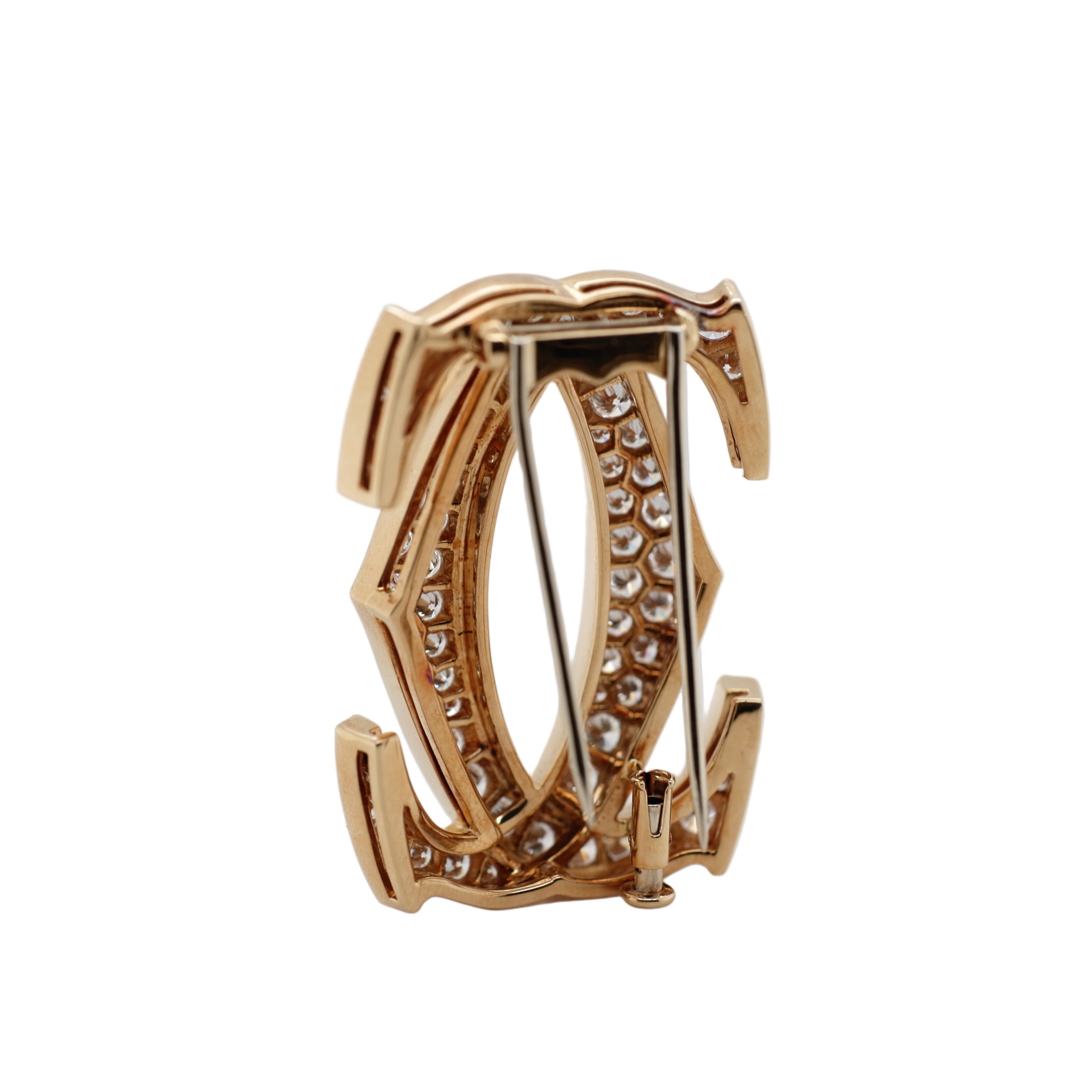 Cartier - Broche Vintage - Motif Double C - Or jaune et Diamants