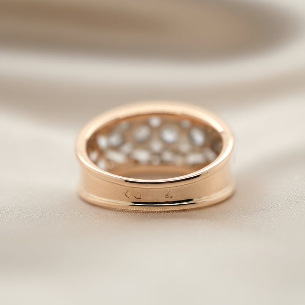 Bague Vintage Or Rose et Platine - Diamants