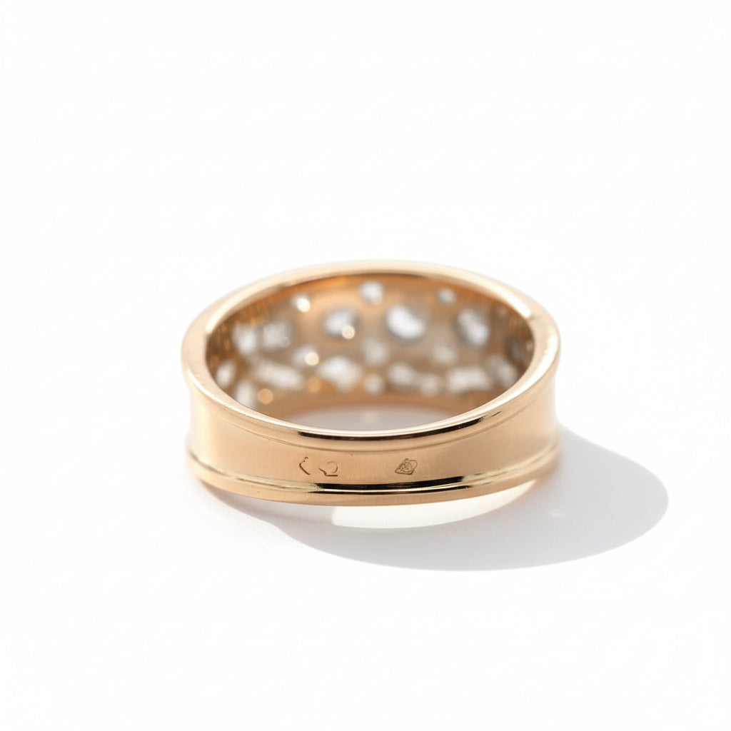 Bague Vintage Or Rose et Platine - Diamants