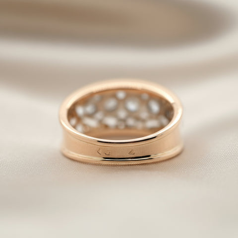 Bague Vintage Or Rose et Platine - Diamants