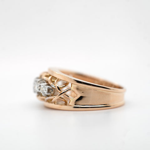 Bague Vintage Or Rose et Platine - Diamants