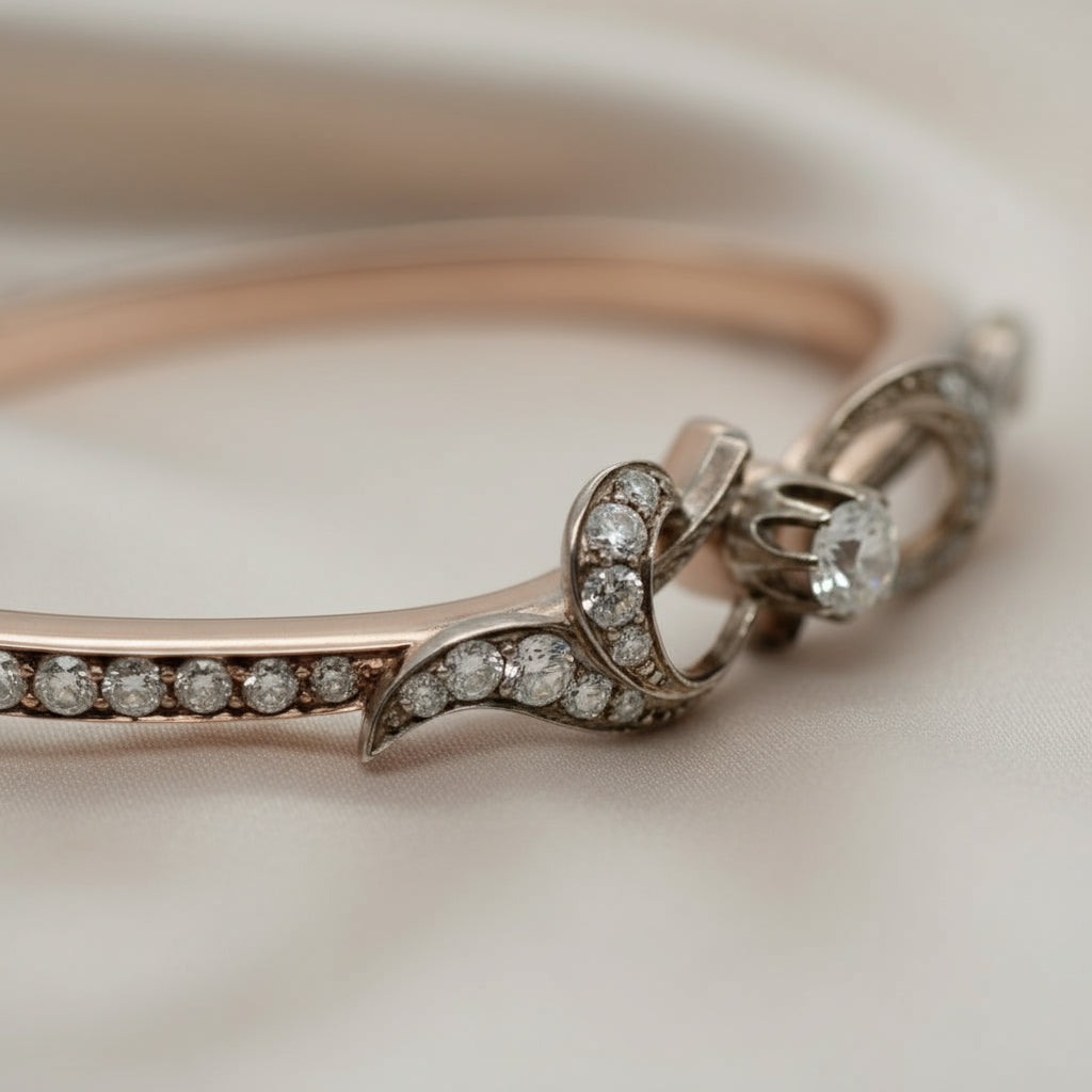 Bracelet Jonc Ancien - Or rose et diamants