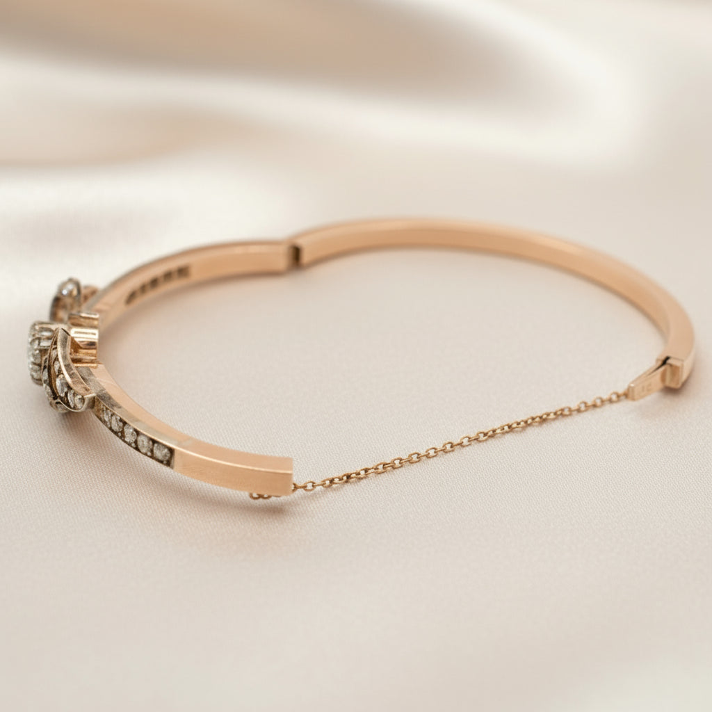 Bracelet Jonc Ancien - Or rose et diamants