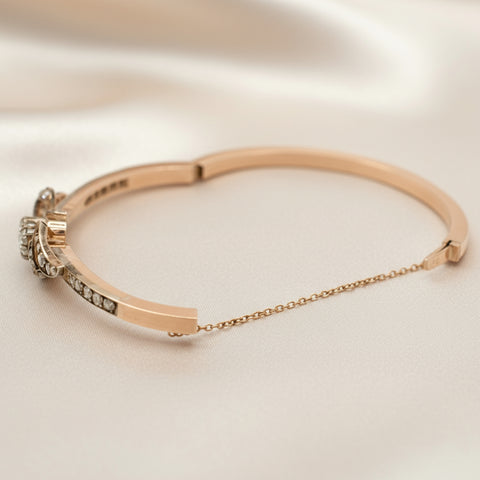 Bracelet Jonc Ancien - Or rose et diamants