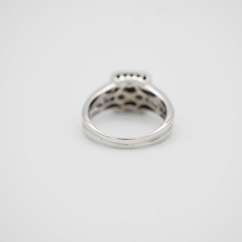 Bague Carré - Or Blanc - Diamants Baguette