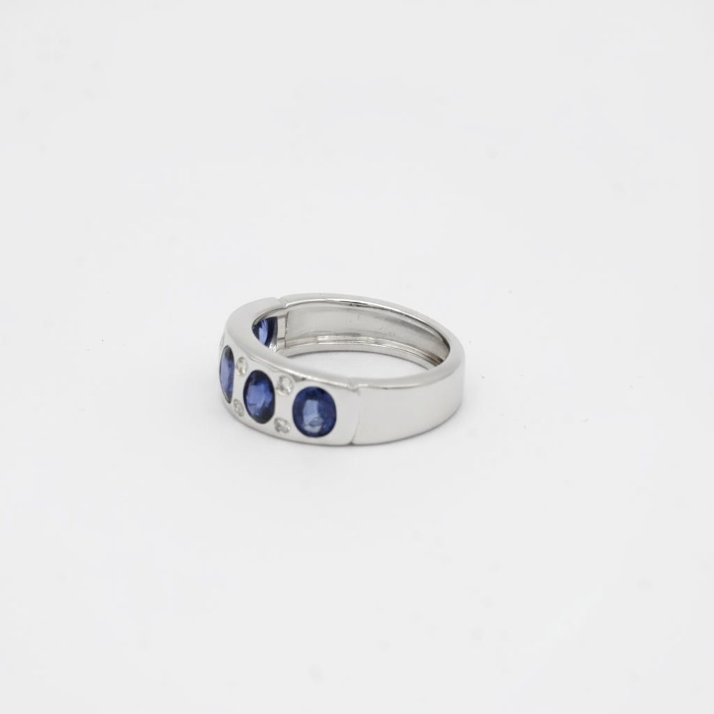 Bague Or Blanc - Saphirs et Diamants