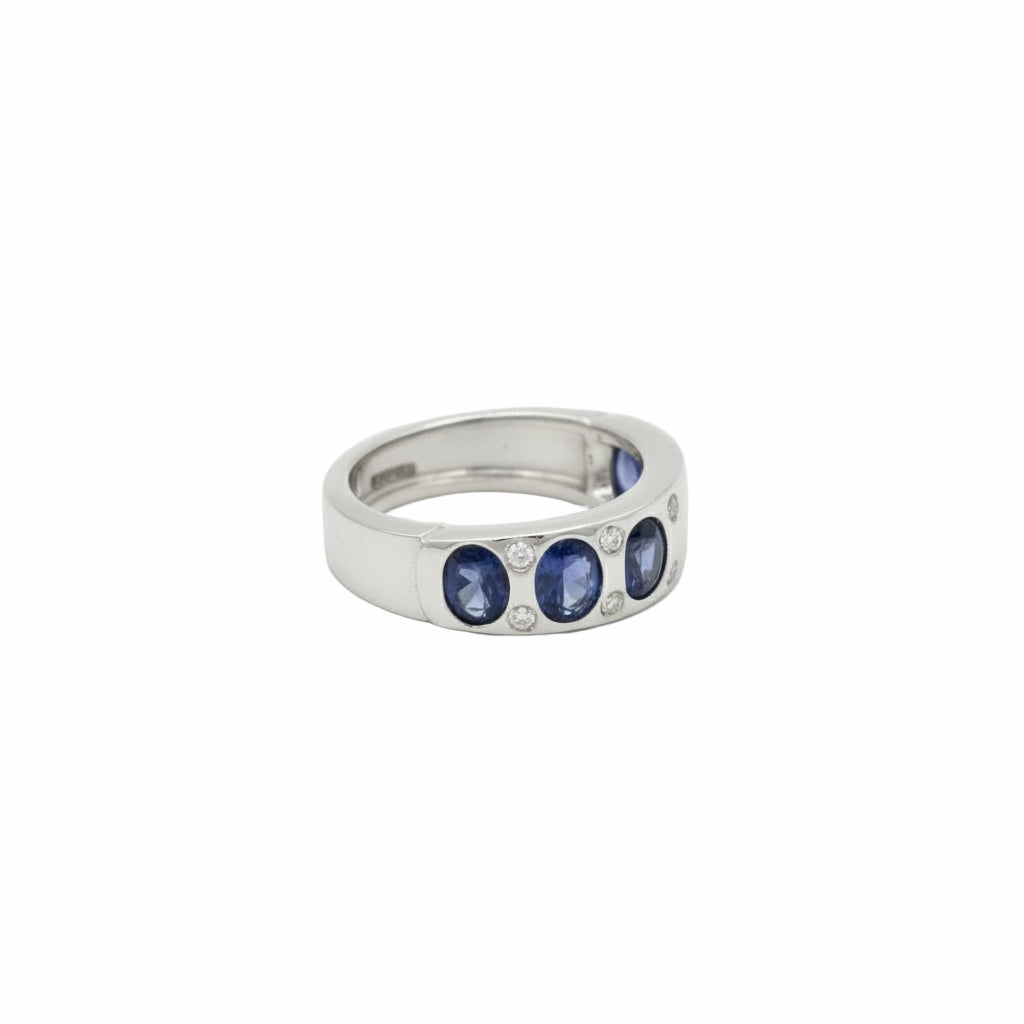 Bague Or Blanc - Saphirs et Diamants