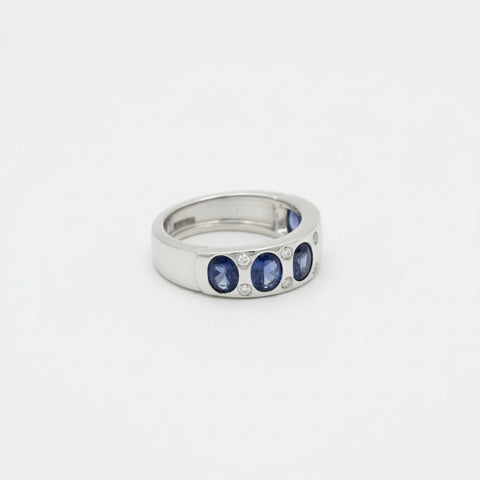 Bague Or Blanc - Saphirs et Diamants