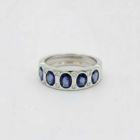 Bague Or Blanc - Saphirs et Diamants