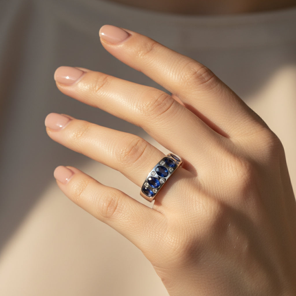 Bague Or Blanc - Saphirs et Diamants