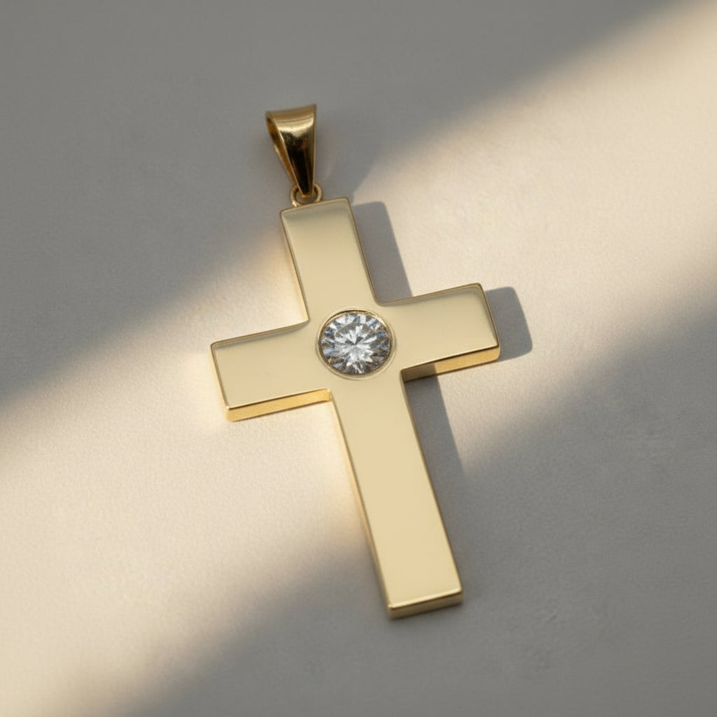 Pendentif Croix - Or Jaune - Diamant