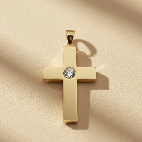 Pendentif Croix - Or Jaune - Diamant