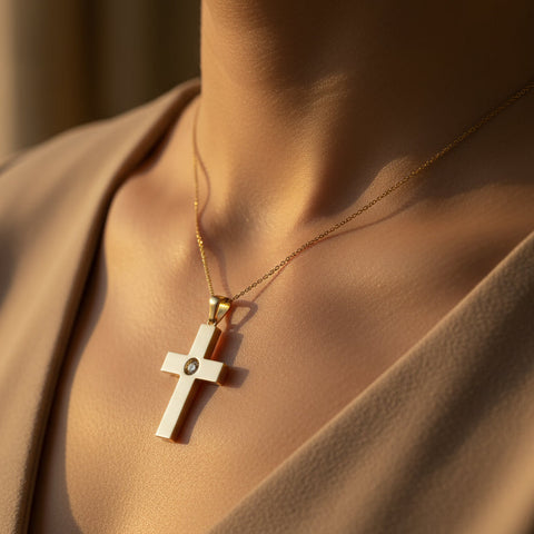 Pendentif Croix - Or Jaune - Diamant