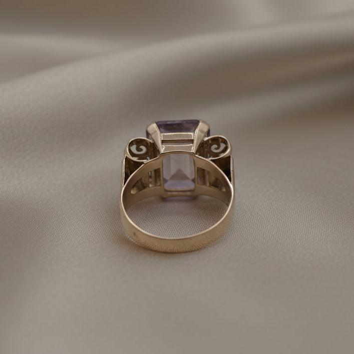 Bague Ancienne - Or Rose - Améthyste - Année 60