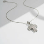 Pendentif Croix - Or Blanc et Diamants