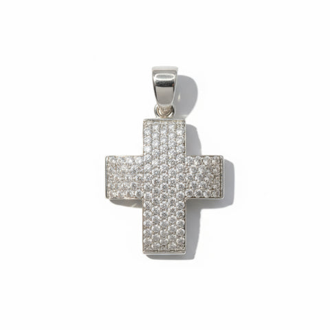 Pendentif Croix - Or Blanc et Diamants