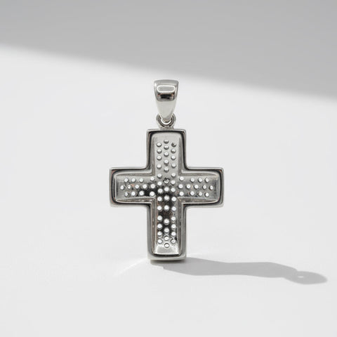 Pendentif Croix - Or Blanc et Diamants