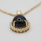 Collier Pendentif Or Jaune - Cabochon Saphir et Diamants