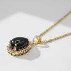 Collier Pendentif Or Jaune - Cabochon Saphir et Diamants