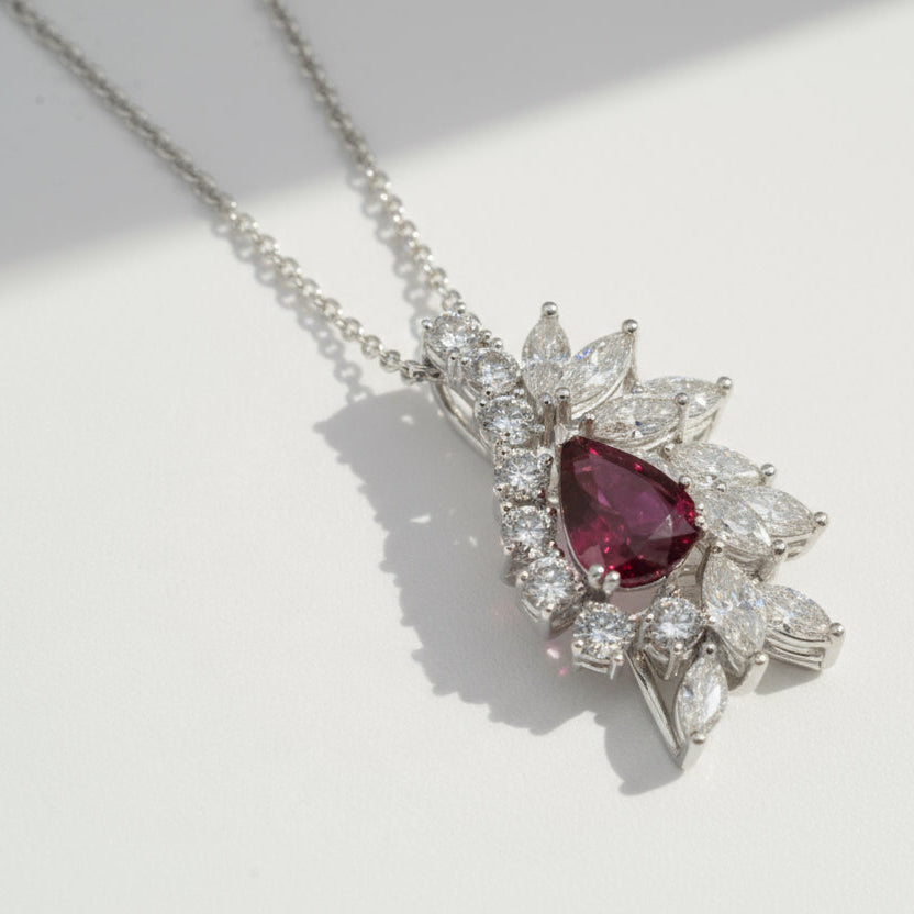Pendentif Rubis et Diamants - Années 70