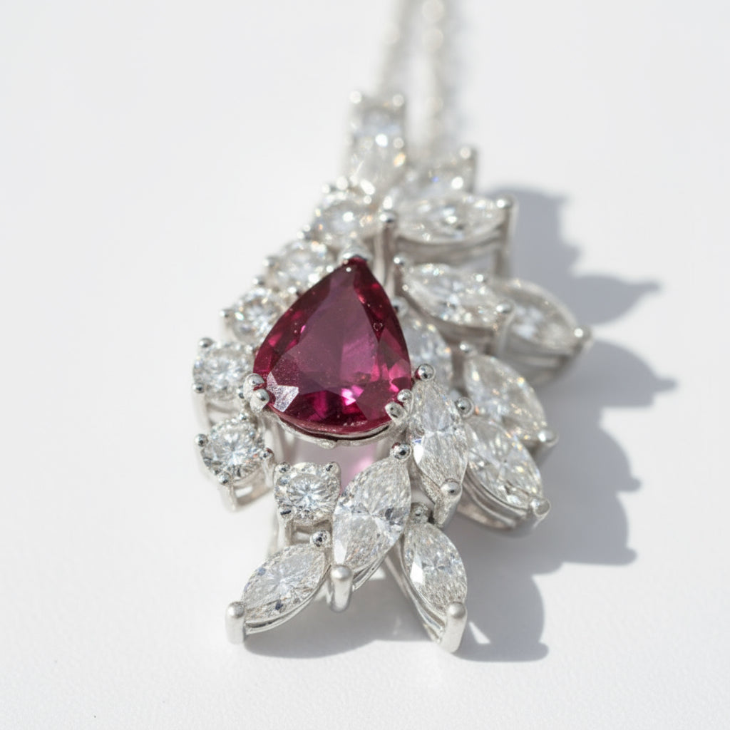 Pendentif Rubis et Diamants - Années 70